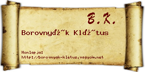 Borovnyák Klétus névjegykártya